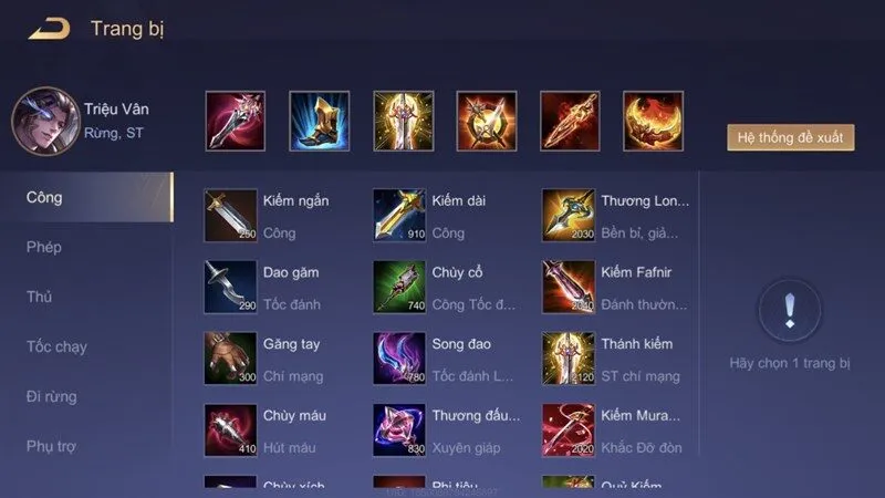 Cách Lên Đồ Của Triệu Vân Liên Quân Mobile