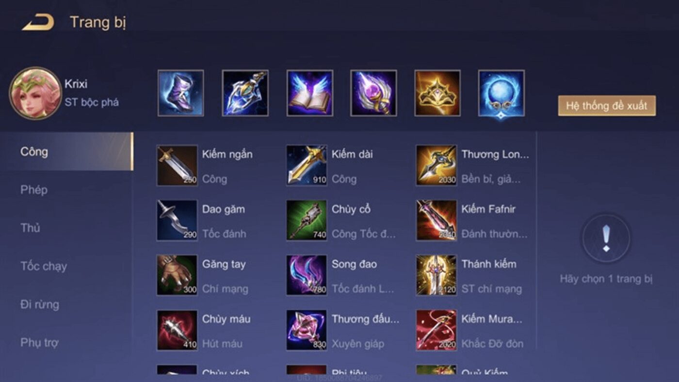 Hướng dẫn lên đồ Krixi